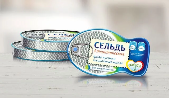 Canned Fish Fish Scale Pattern Omega3 Russian Label