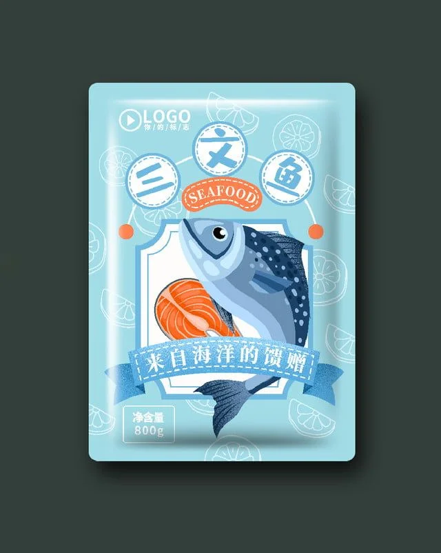 Canned Fish Salmon Blue Illustration Seafood