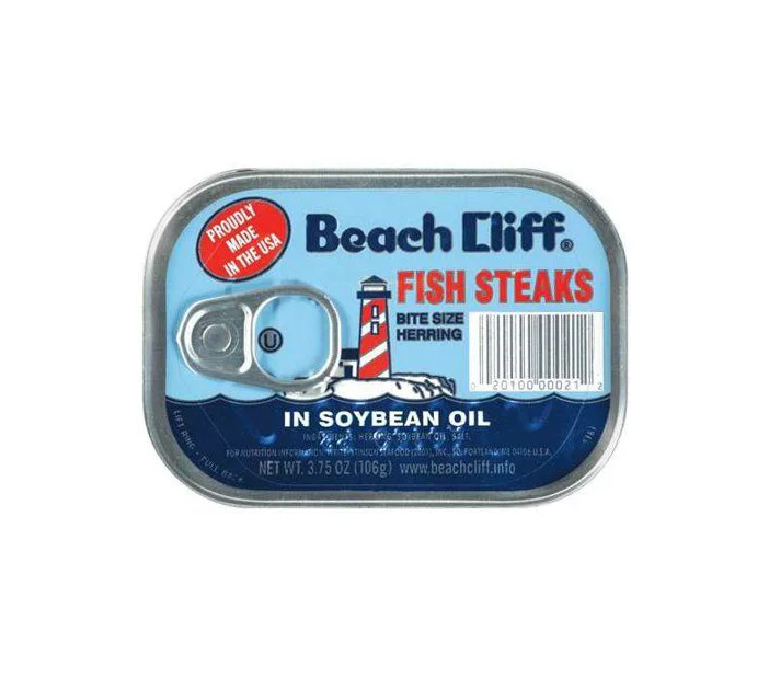 Canned Fish Steaks Bite Size Herring Soybean Oil