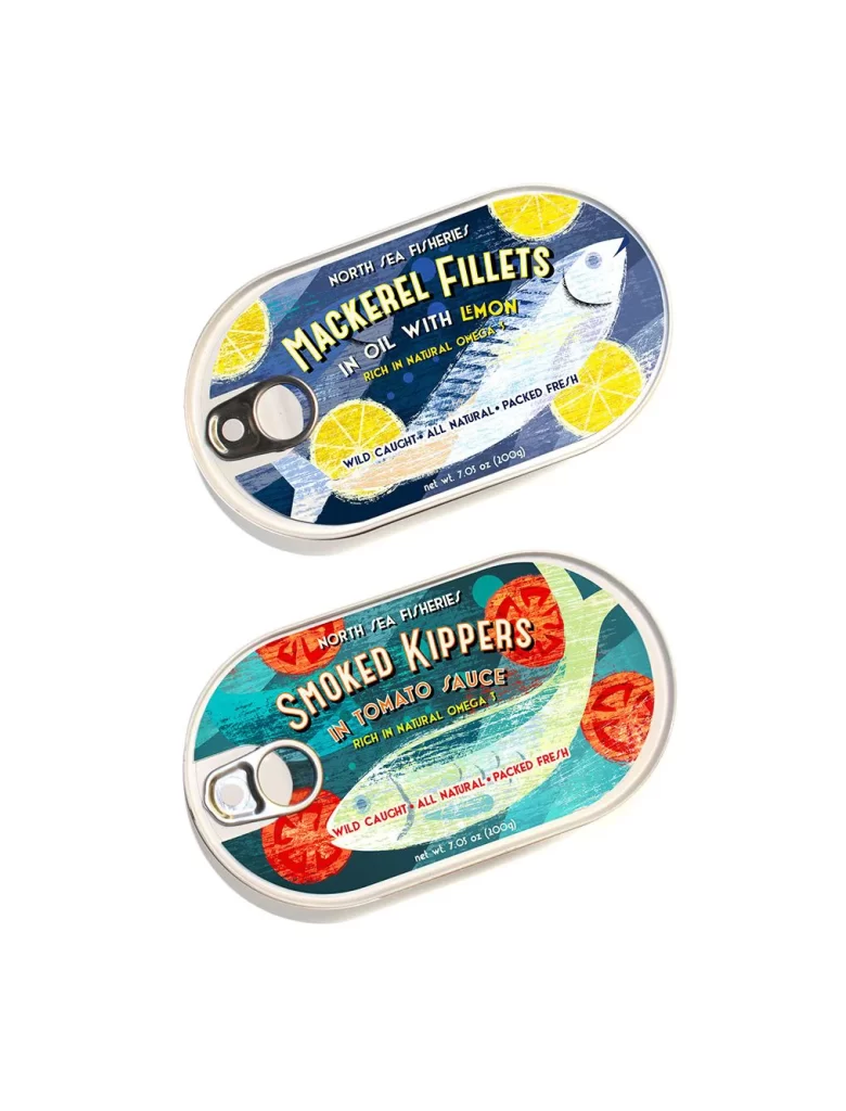 Canned Mackerel Kippers Fish Illustration