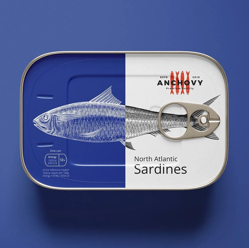 Canned Sardines Blue Illustration