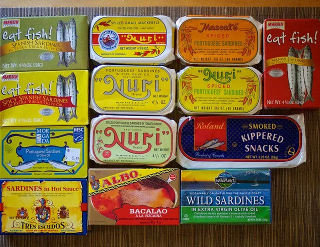 Canned Sardines Colorful Retro Illustration