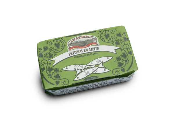 Canned Sardines Olive Oil Retro Illustration Green
