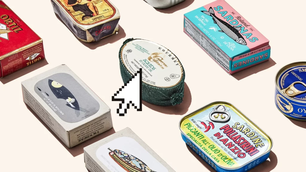 Canned Sardines Retro Vintage gray Illustration