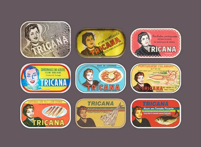 Canned Sardines Tricana Retro Vintage Illustration