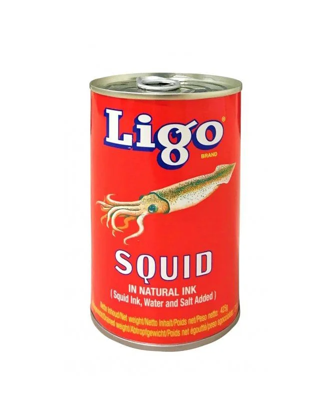 Canned Squid Ligo Brand Red Natural Ink