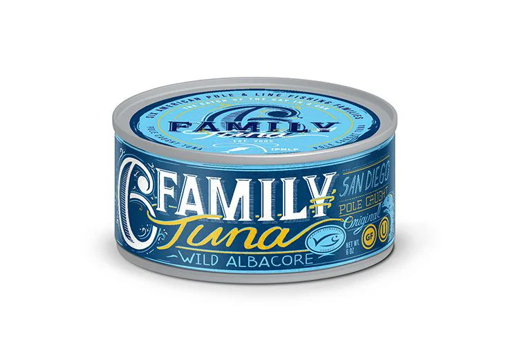 Canned Tuna Family Brand Blue Yellow