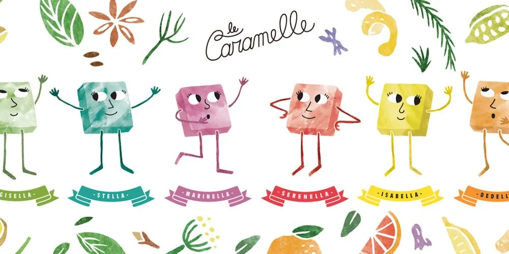 Caramelle Candy Branding Colorful Characters