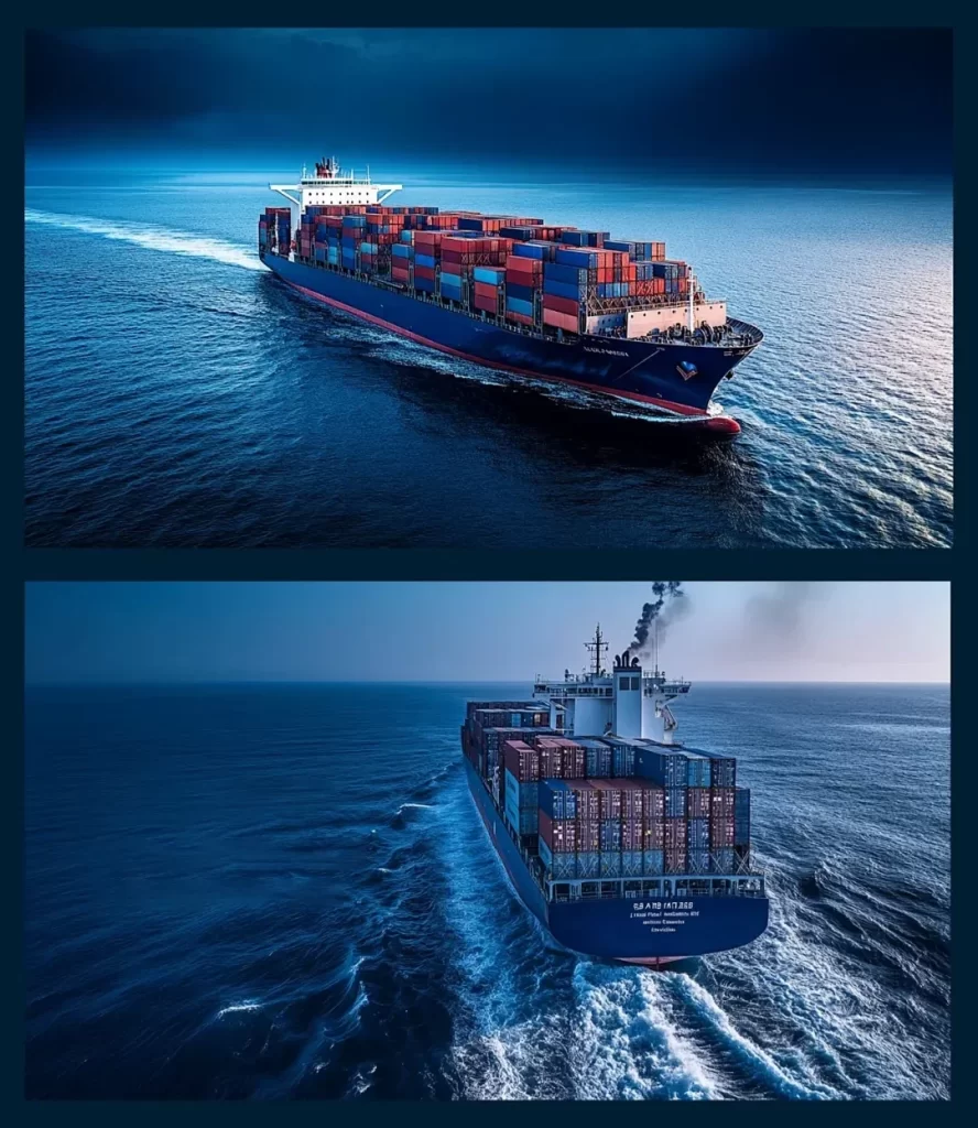 Cargo Ship Containers Ocean Blue Sky