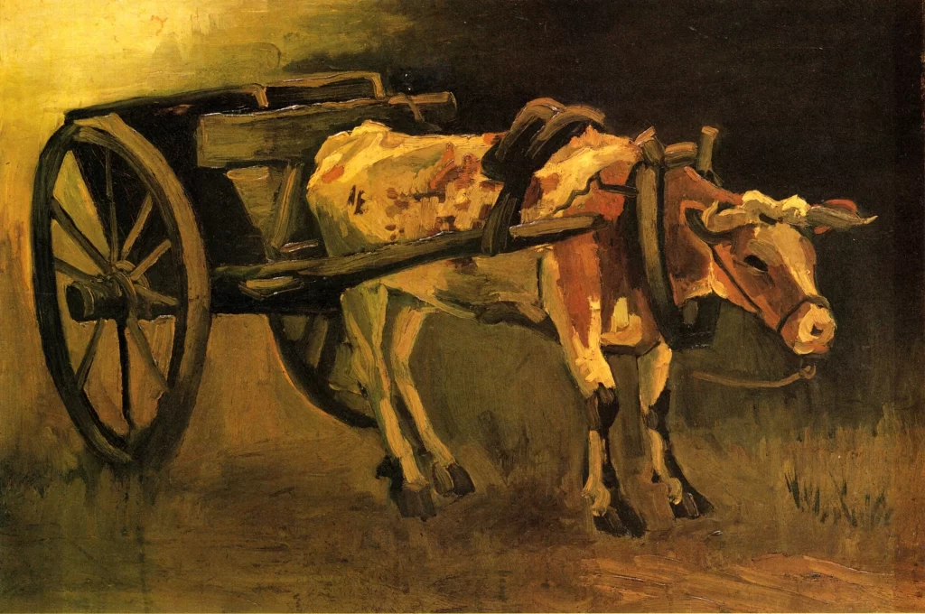 Cart with Red and White Ox Van Gogh