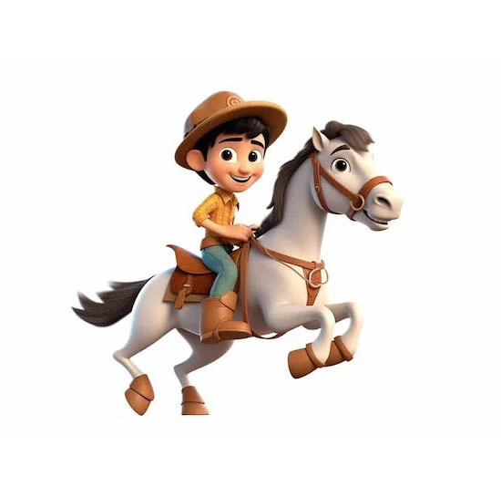 Cartoon Cowboy Horse Western Adventure