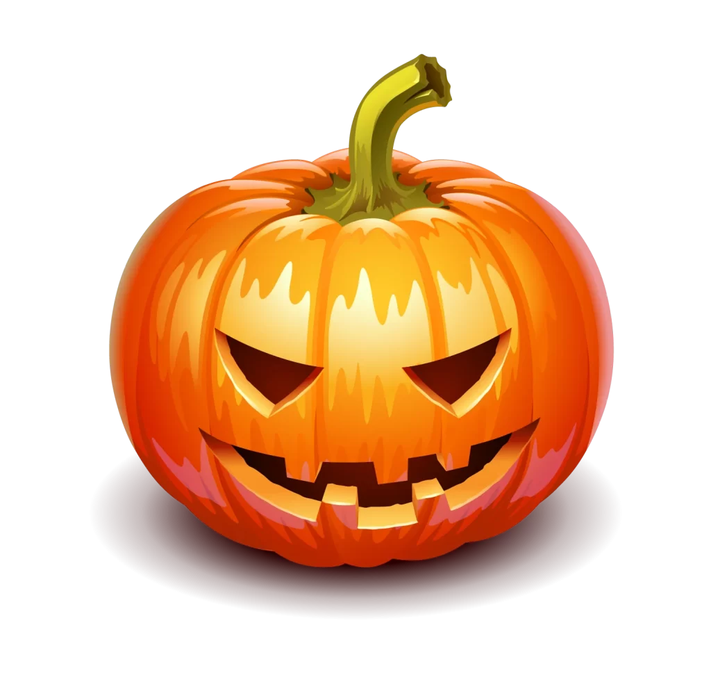 cartoon orange black carved face stem golden