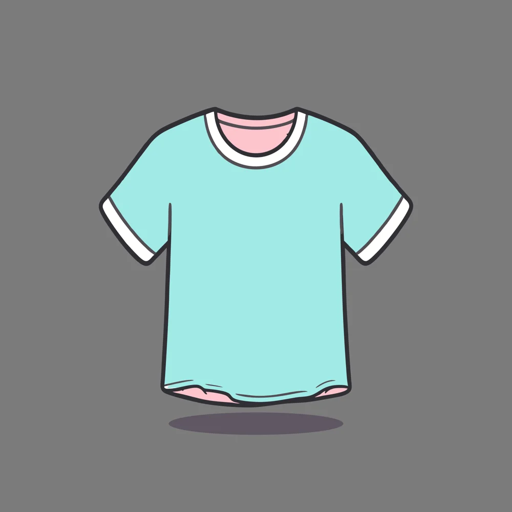 Cartoon Short Sleeve Blue T-Shirt Illustration