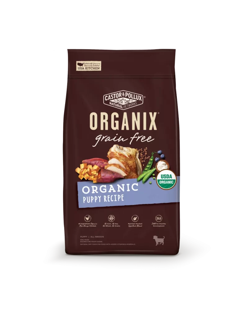 Castor and Pollux Puppy Grain Free Organic Chicken Brown Illustration