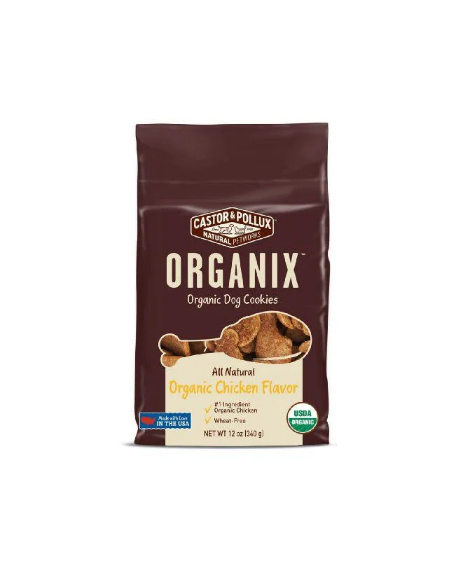 Castor Pollux Dog Treats Chicken Brown Bag Illustration