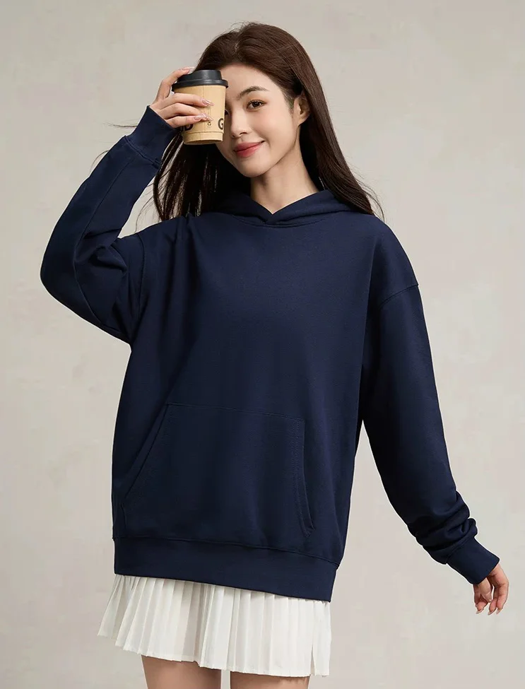 Casual Navy Hoodie White Skirt Coffee Cup