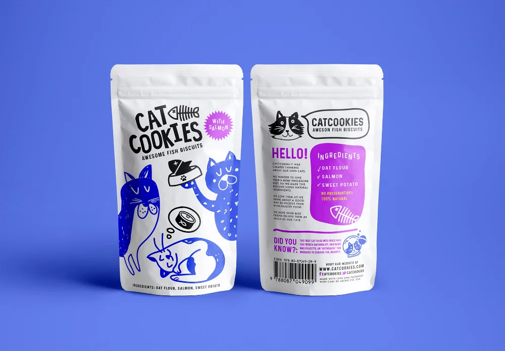 Cat Cookies Salmon Purple Illustration