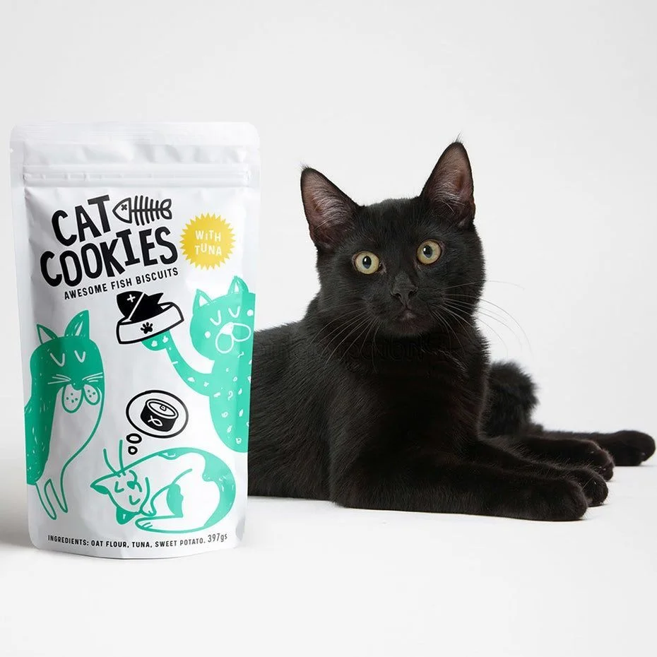 Cat Cookies Tuna Illustration Green White