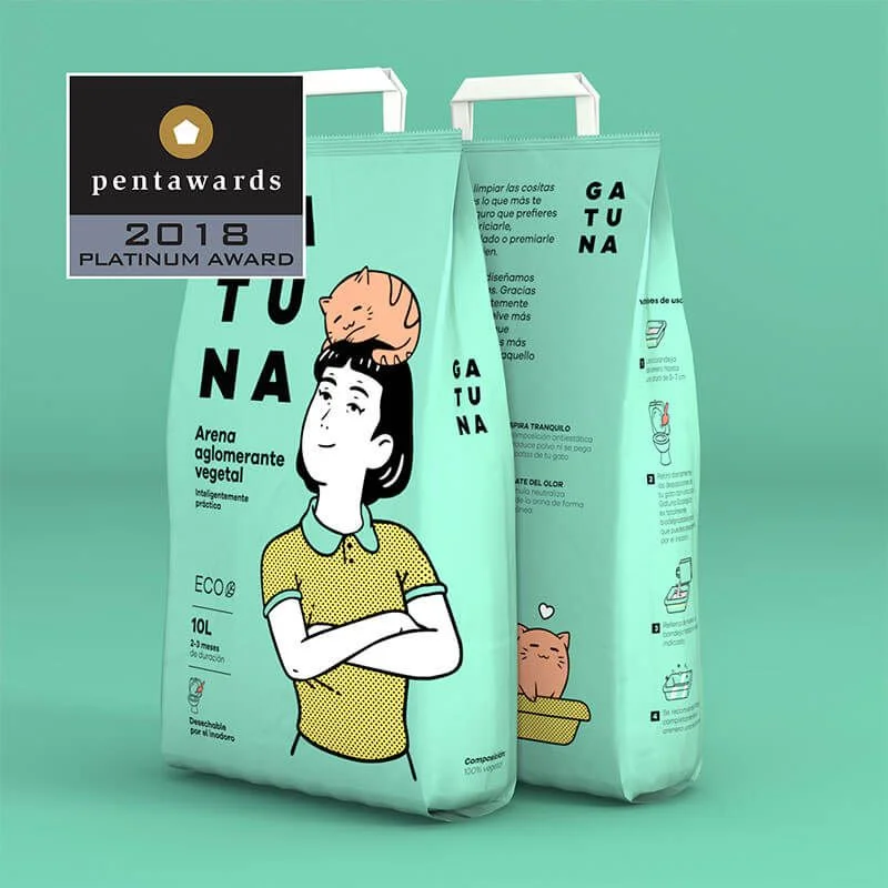 Cat Food GATUNA Tuna Green Illustration