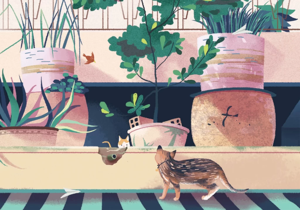 Cat Garden Plants Birdhouse