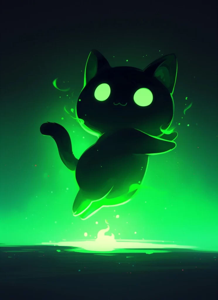 Cat Green Glow Jump Magic