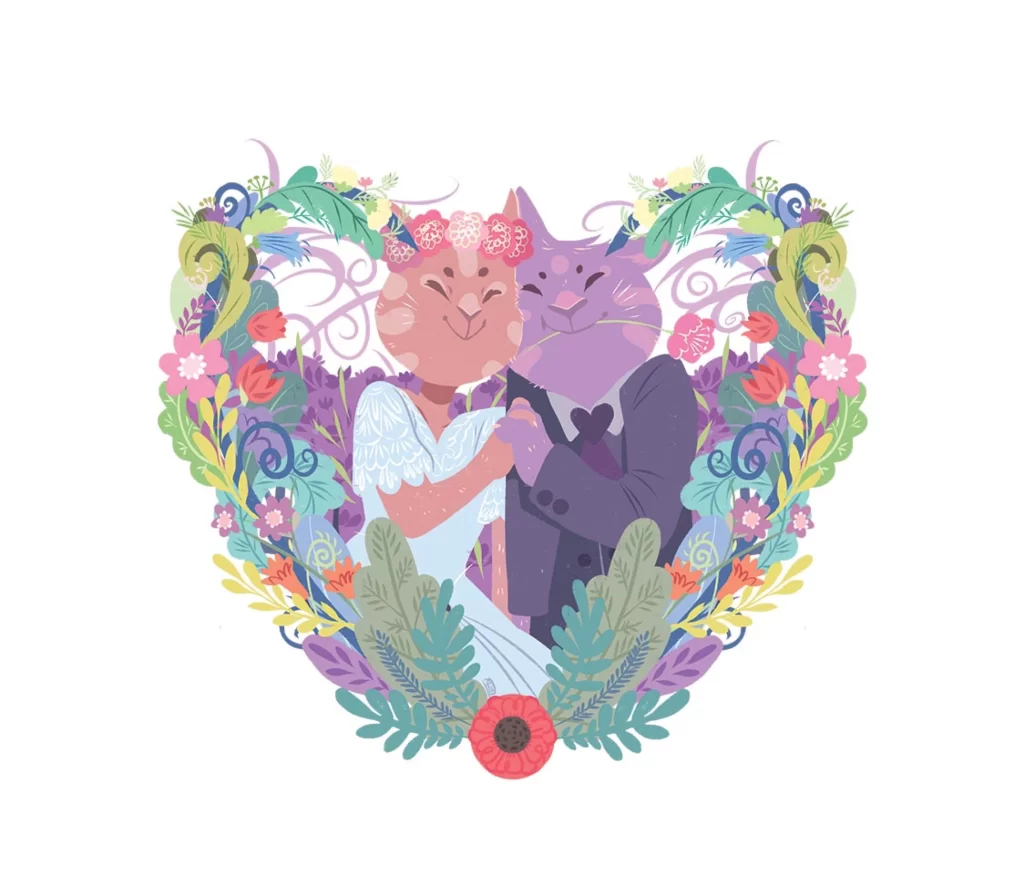 Cats Wedding Flowers Heart