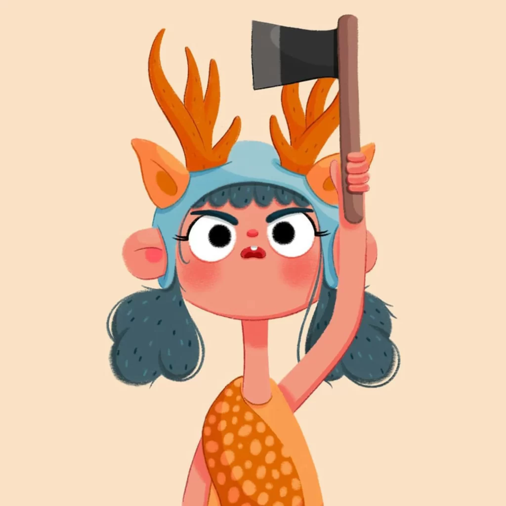 Character Axe Antlers Costume Expression Eleonore Pelluau