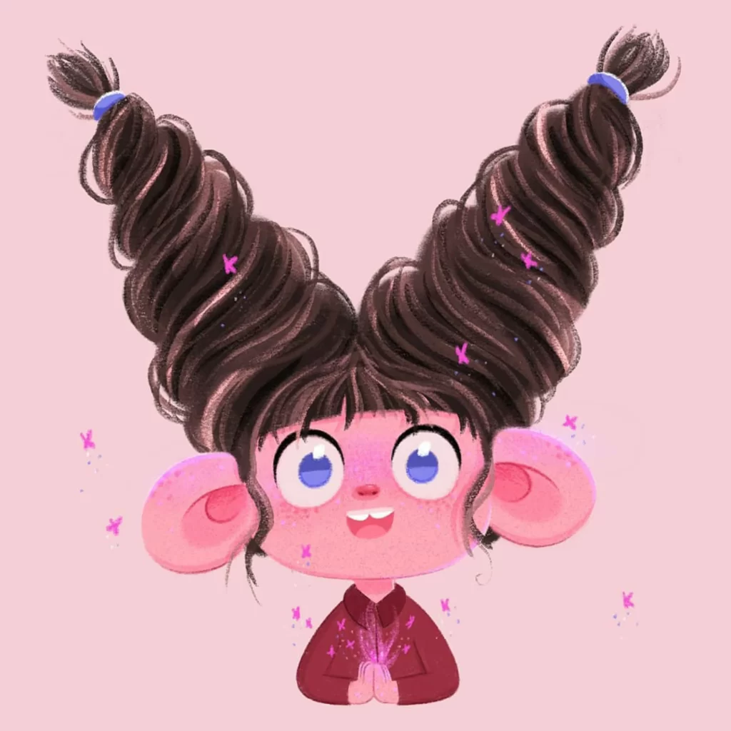Character Illustration Fantasy Creature Big Ears Big Hair Sparkles Eleonore Pelluau