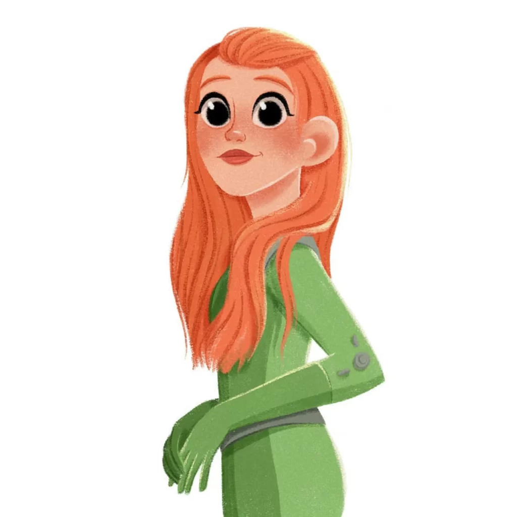 Character Superhero Green Suit Red Hair Cartoon Eleonore Pelluau