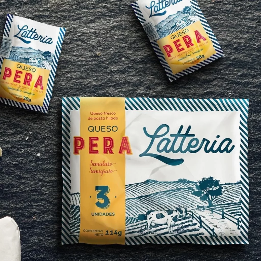 Cheese Packaging Yellow Blue Lattoria Fresh Semi-hard