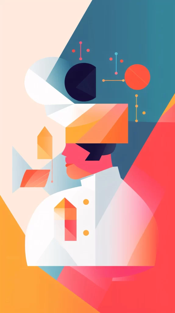 Chef Orange Blue Geometric Abstract