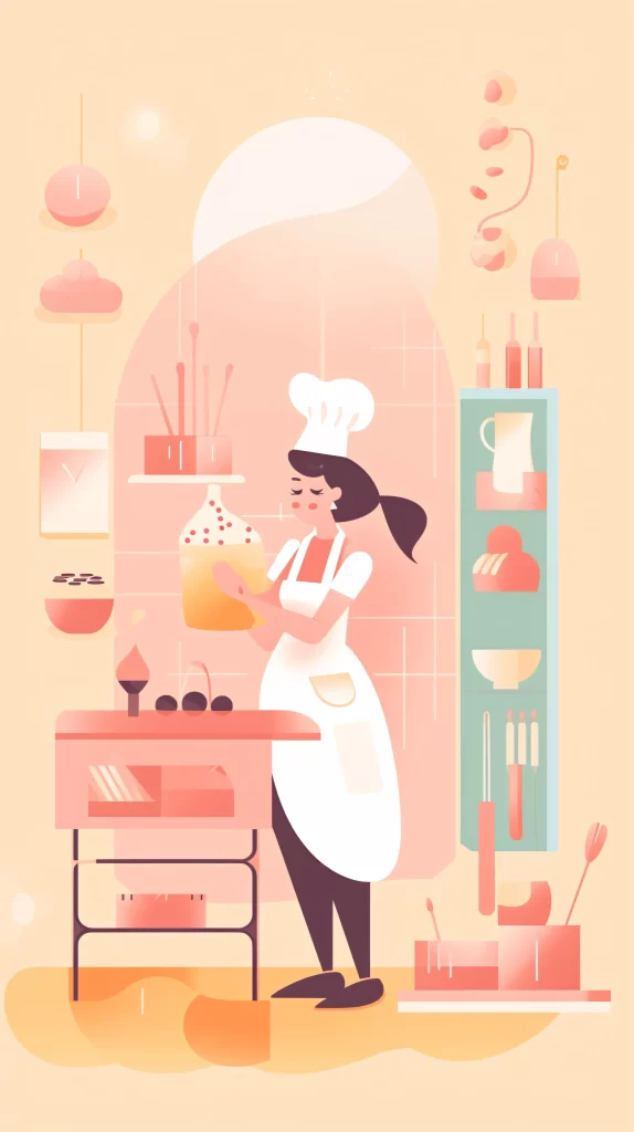 Chef Pink Apron White Hat Flat Illustration Modern