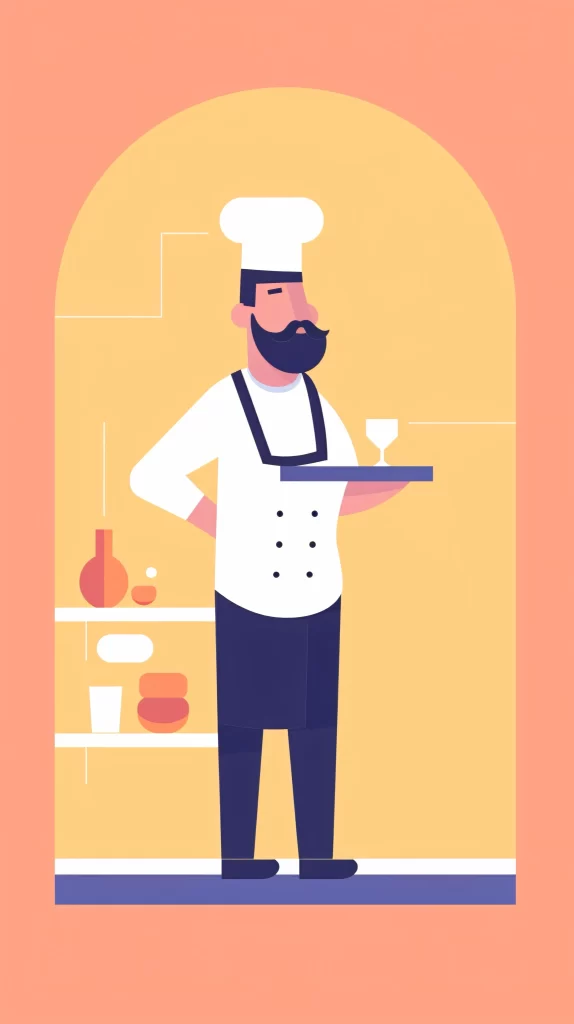 Chef White Apron Black Hat Flat Illustration