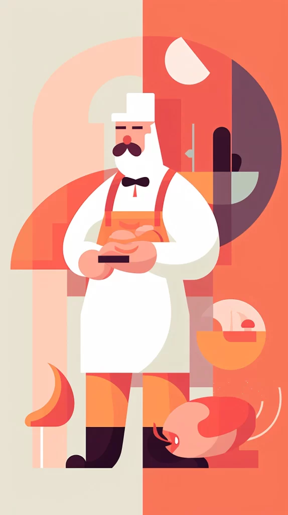 Chef White Apron Bowtie Flat Illustration