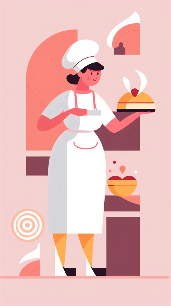 Chef White Apron Dessert Flat Illustration Pastel