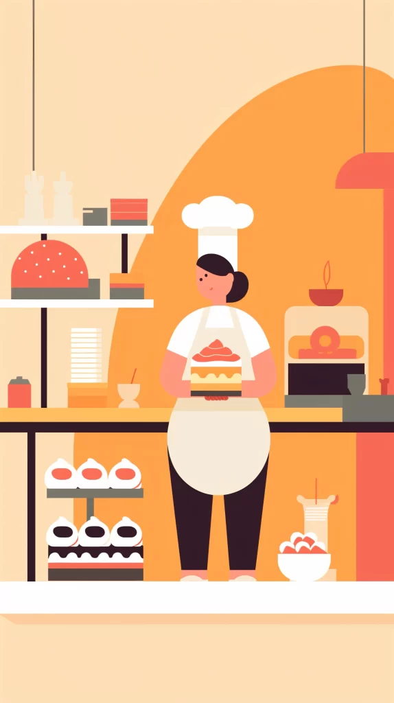 Chef White Apron Flat Illustration neutral Pastries