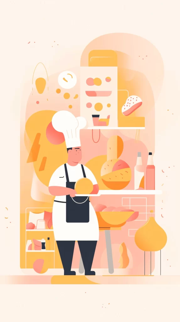 Chef White Apron Flat Illustration gray Modern