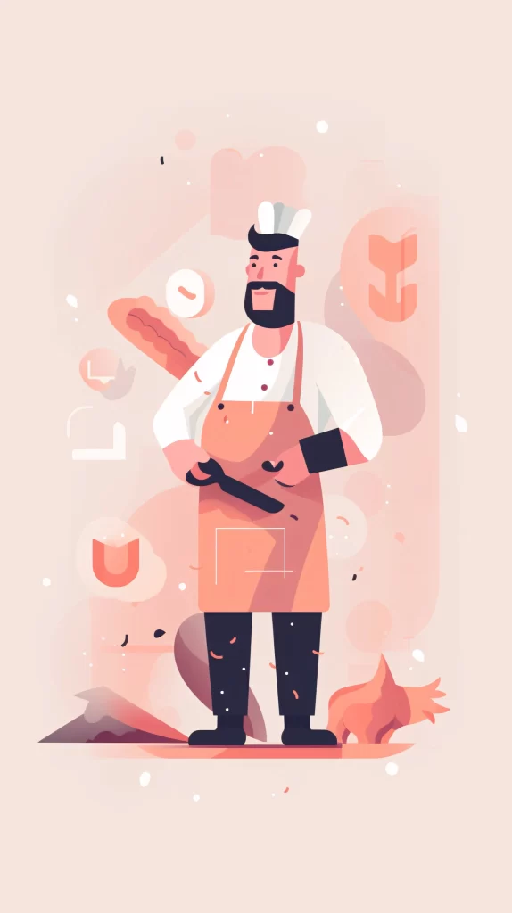 Chef White Apron Flat Illustration Modern