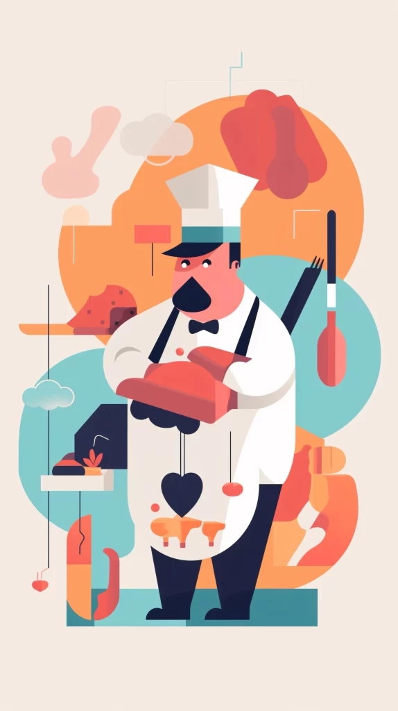 Chef White Apron Flat Illustration gray Modern
