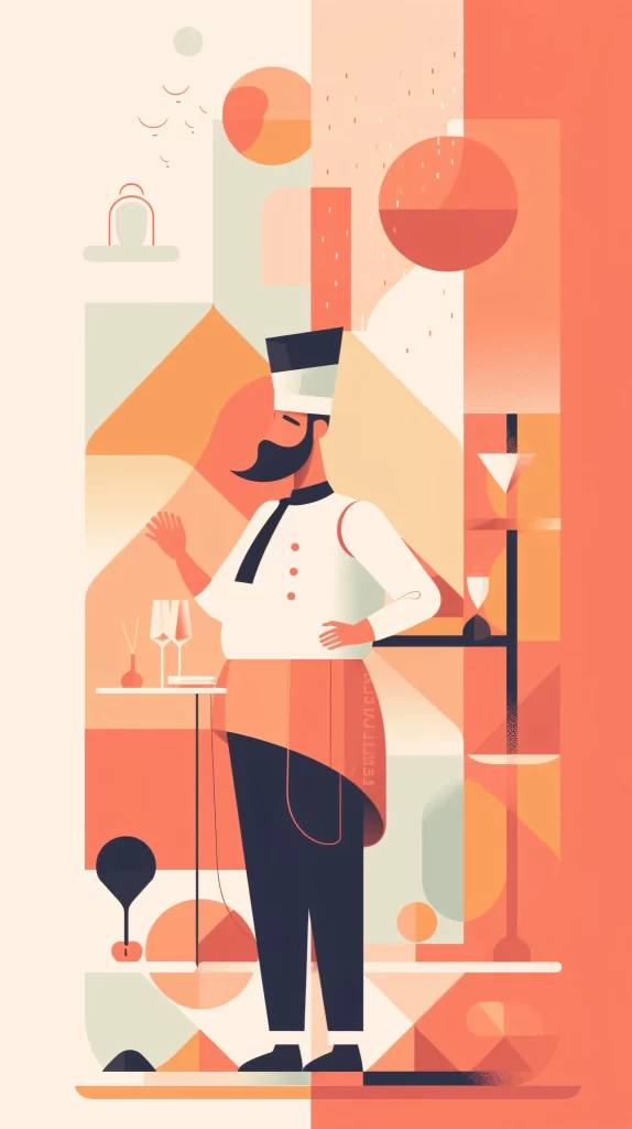 Chef White Black Apron Abstract Modern