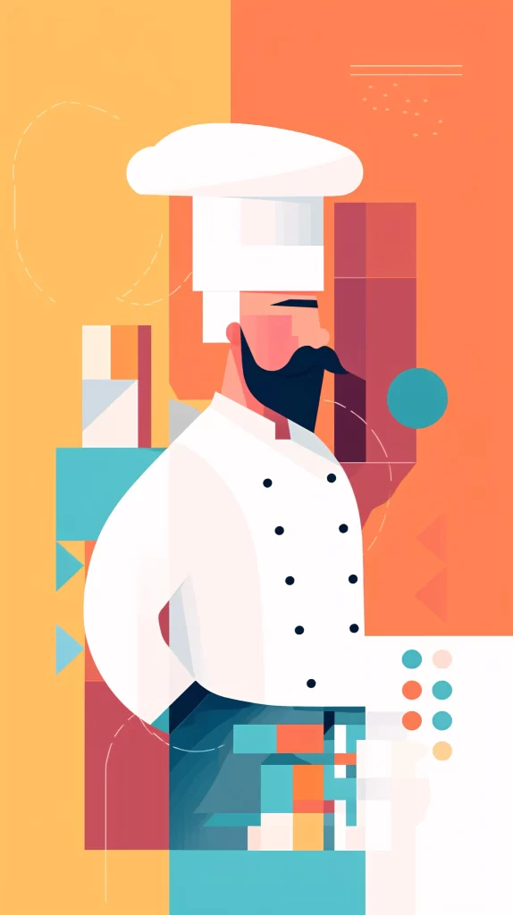 Chef White Hat Chef Coat Abstract Geometric