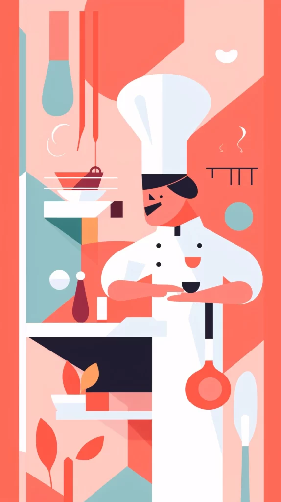 Chef White Hat Red Blue Flat Illustration