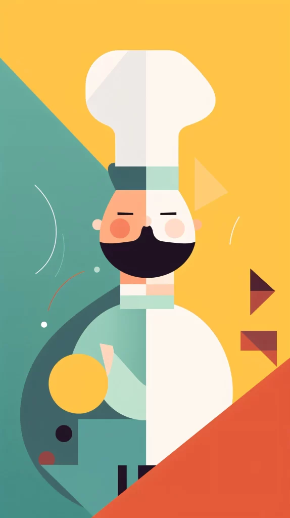 Chef White Hat Yellow Green Geometric Flat