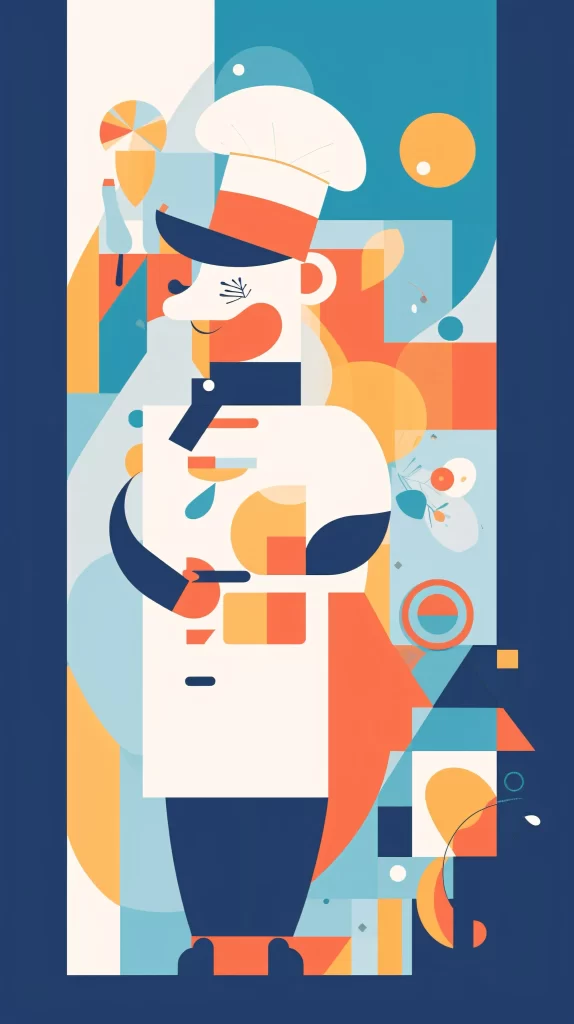 Chef White Orange Blue Abstract Modern