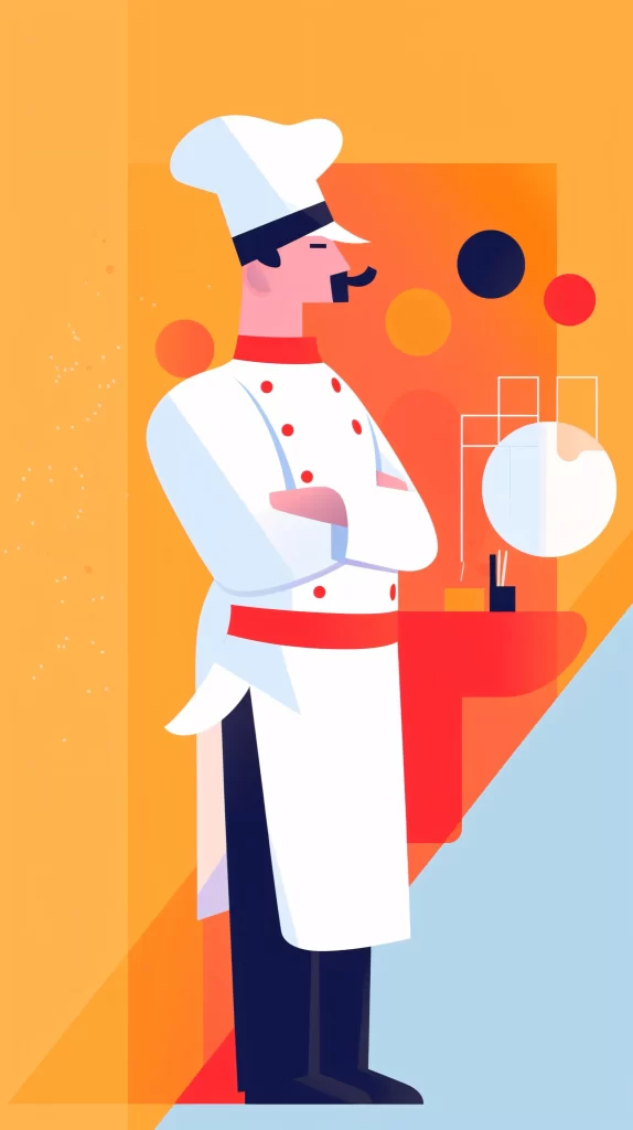 Chef White Red Apron Flat Illustration Modern
