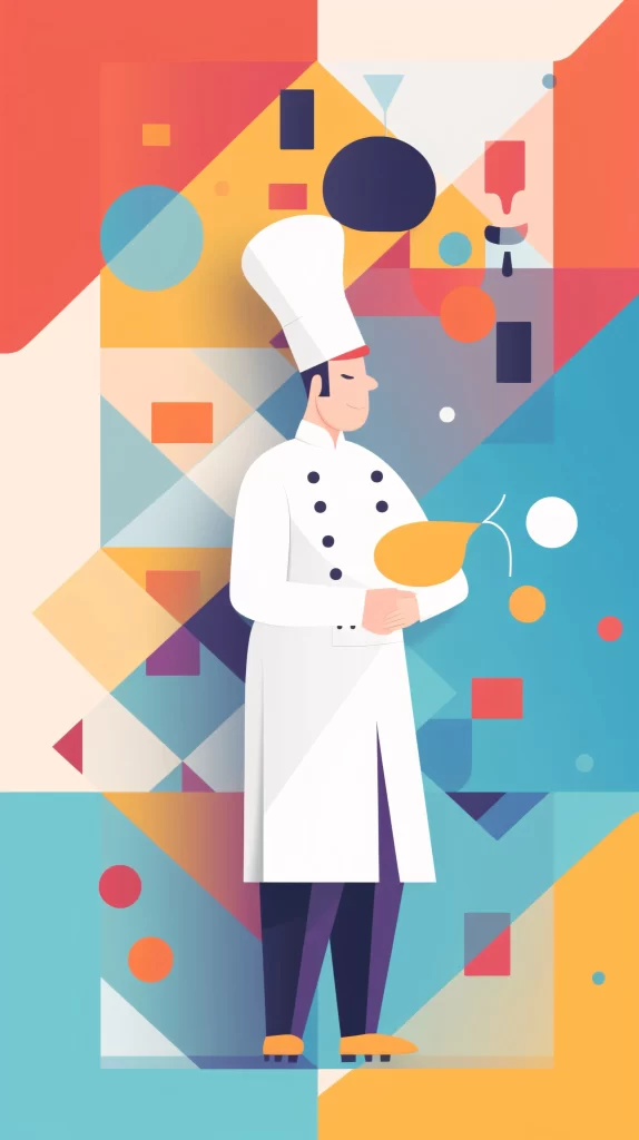 Chef White Uniform Abstract Geometric Shapes