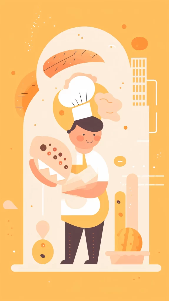 Chef Yellow Apron Hat Flat Illustration Modern