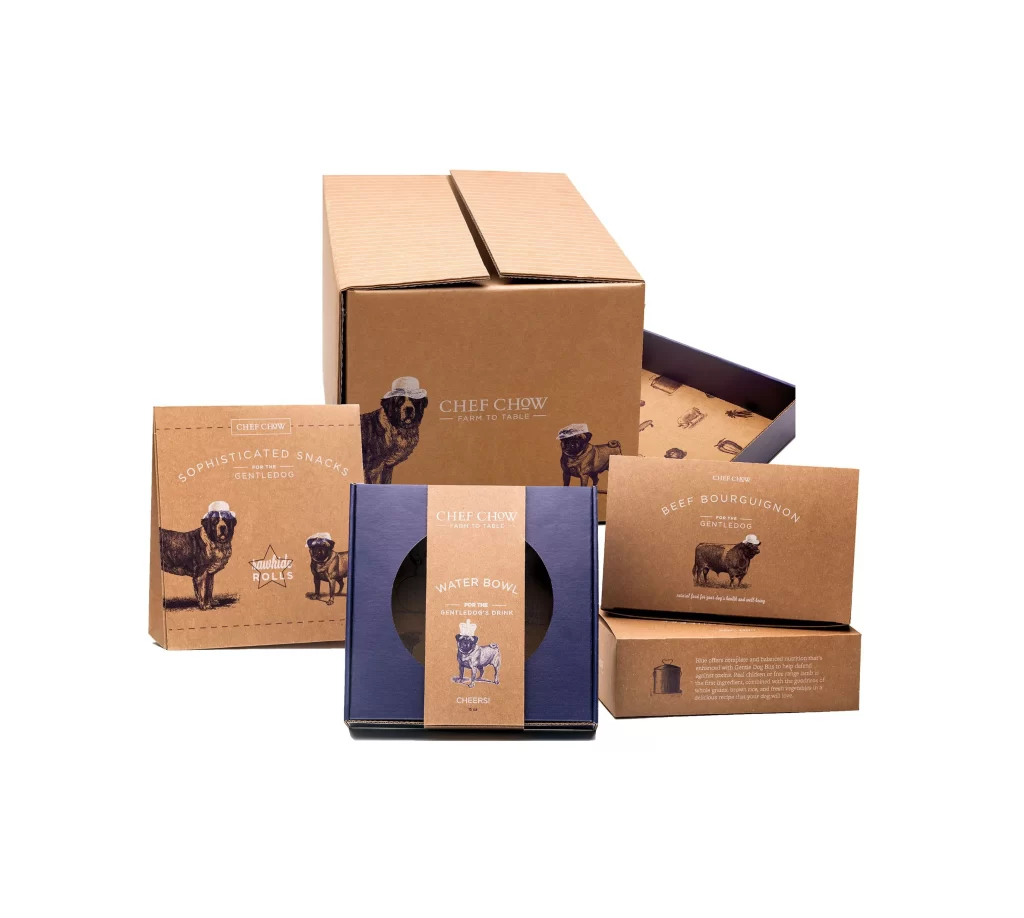 ChefChow Dog Food BeefBourguignon Brown Box Illustration
