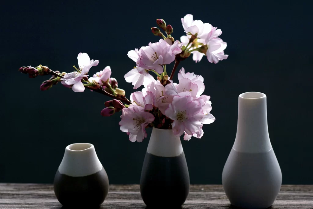 Cherry Blossom Pink White Petals Branch Vase