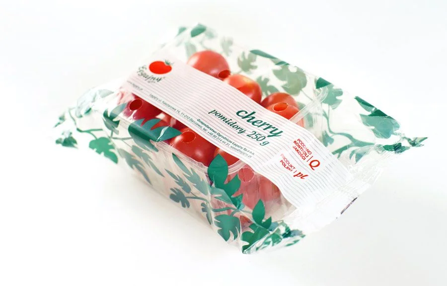 Cherry Tomato Packaging Green Leafy Minimalist Design